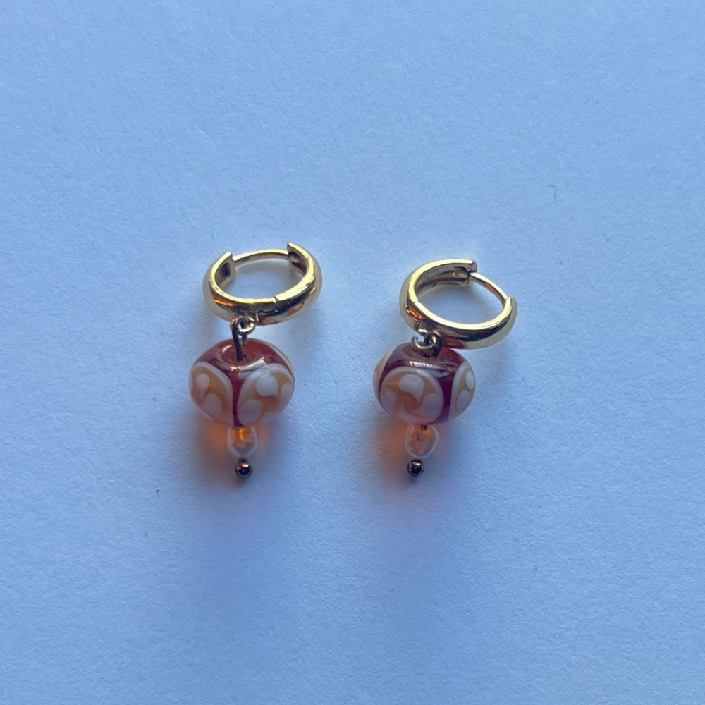 Glass mushroom earrings (orange and purple)